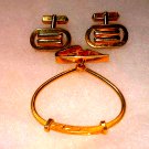 Beautiful Set of Men's Gold Cufflinks and Tie Clip