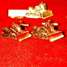 Old vintage snow plow cuff links and tie clip