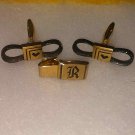 Beautiful Gold/Black Men's Cufflinks & Tie Clip