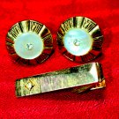 Men's Gold Vintage Swank Cufflinks and Tie Clip