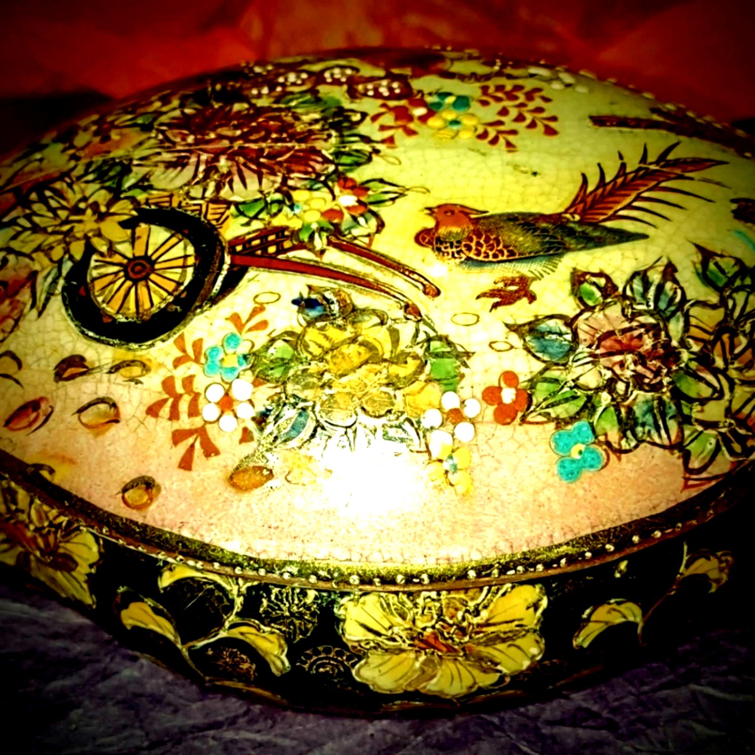 Rare Antique Satsuma Trinket Box