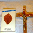 Vintage religious lot 1 beautiful wooden cross and 1 rose petal from Lourdes