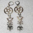 Beautiful silver pentagram leverback earrings