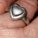 Thick vintage sterling silver heart ring size 7