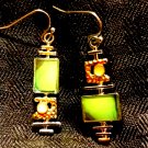Gorgeous pair of iridescent green dangle earrings