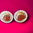 Vintage praying hands golden and rhinestone cufflinks