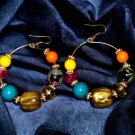 Vintage colorful beaded hoop earrings~exquisite looking very fashionable