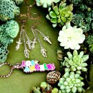 Really unique handcrafted vintage earrings and keychain lot