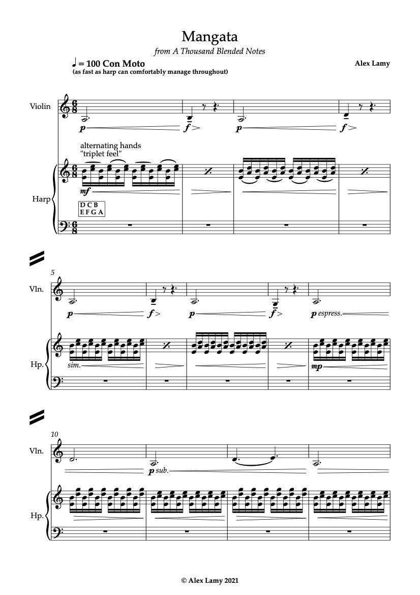 Mangata - PDF Score (Digital Download) - Alex Lamy