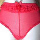 UNDIZ Red Mesh Frilly Ruffled Knickers Panties Brief Size M - UK 12/14