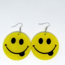 Black Licking Lips Yellow Round smile happy Emoji Earring