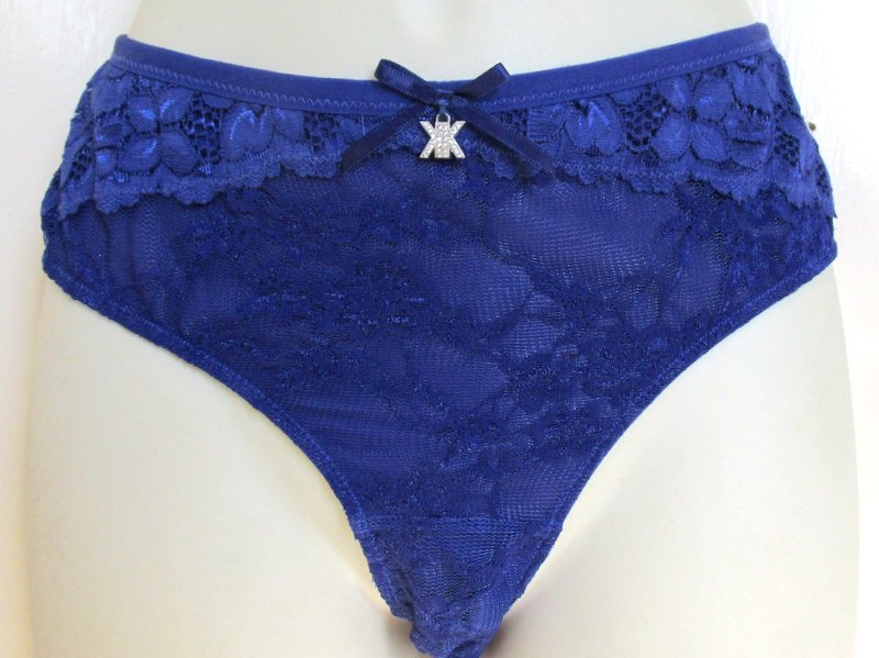 S Kardashian Kollection Cobalt Lace Front Mesh Back Knickers Panties Briefs S