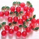 10 pcs - 3D Cherry Fruit DIY Earrings Necklace Charms Pendants DIY Jewellry Findings Craft