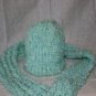 Minty blue green hat and scarf set