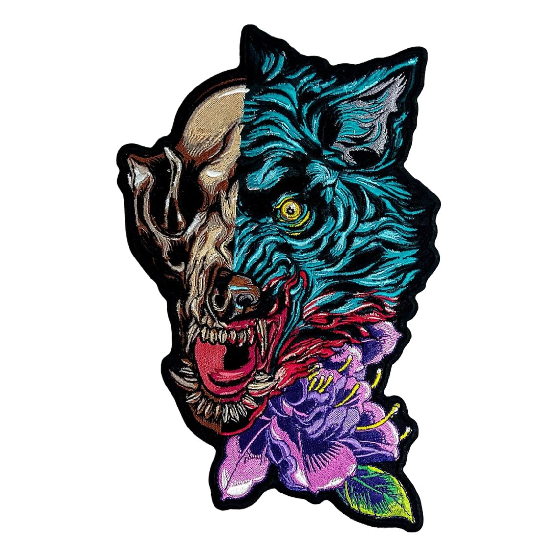 Wolf Skull Patch for Custom Biker Vest