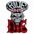 Ride or Die Skull Large Back Patch for Custom Biker Vest