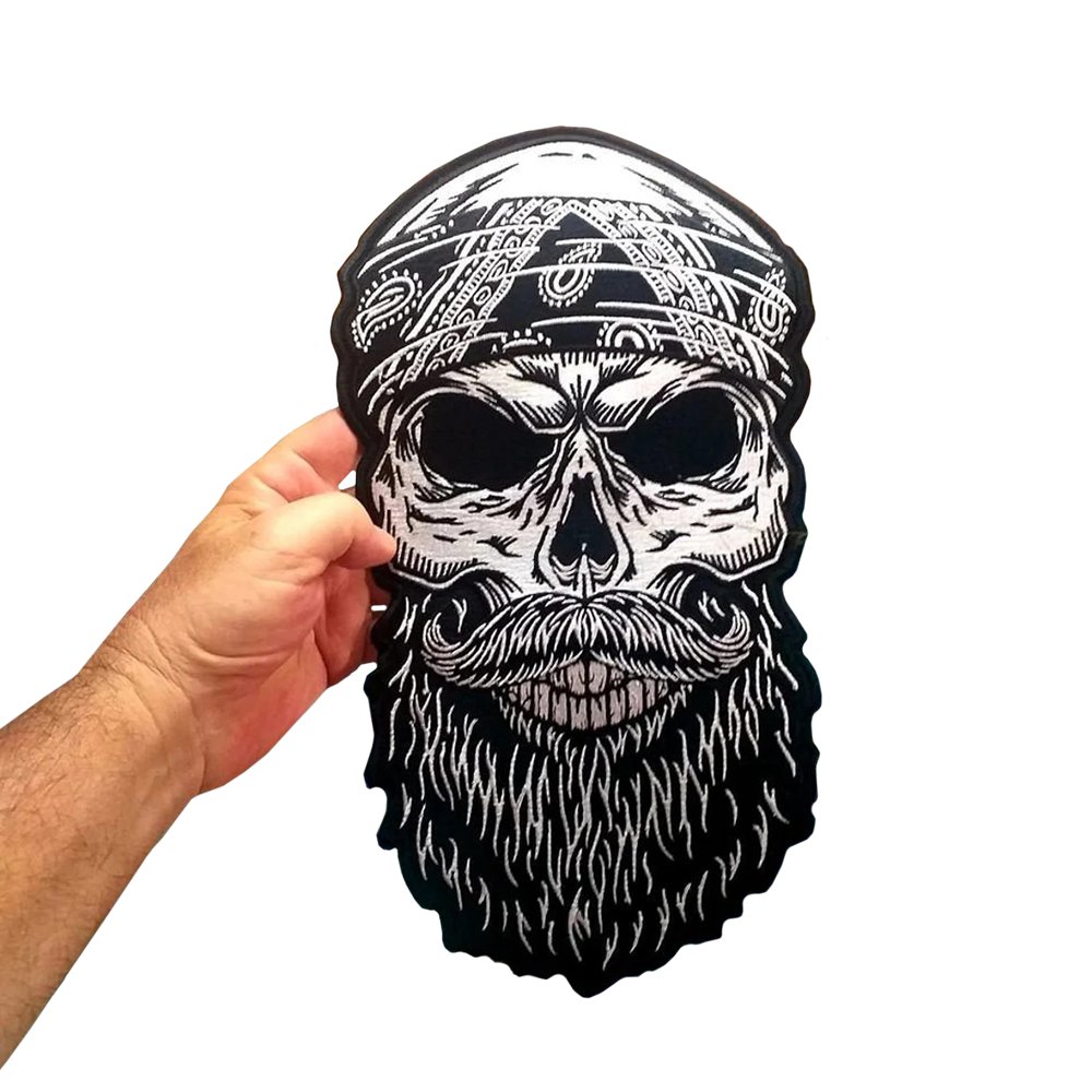 Skull Bandana Large Back Patch for Custom Biker Vest