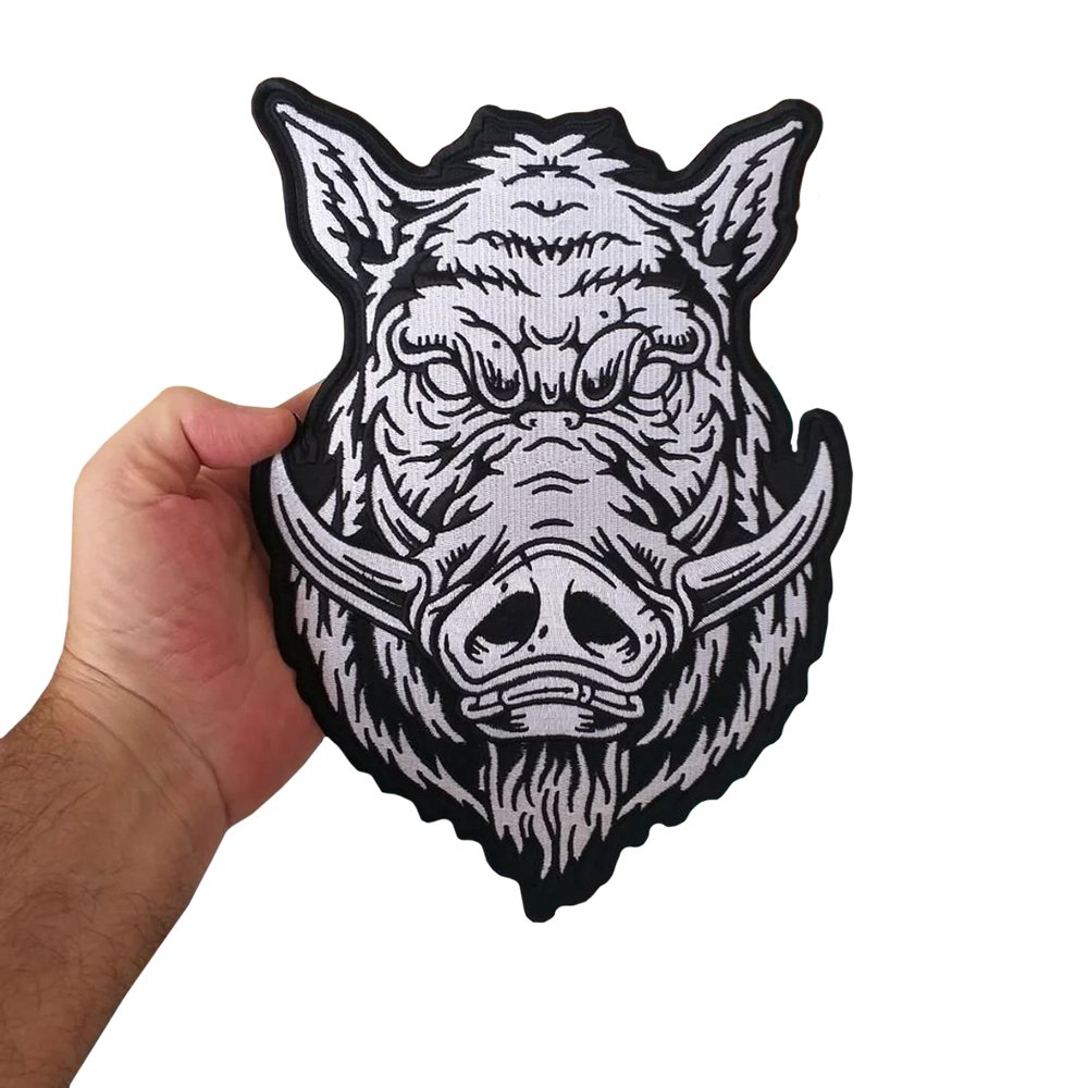 Boar Large Back Patch for Custom Biker Vest