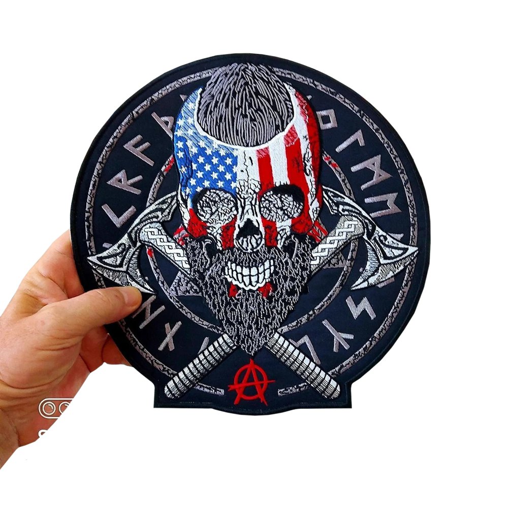 US Viking Large Back Patch for Custom Biker Vest