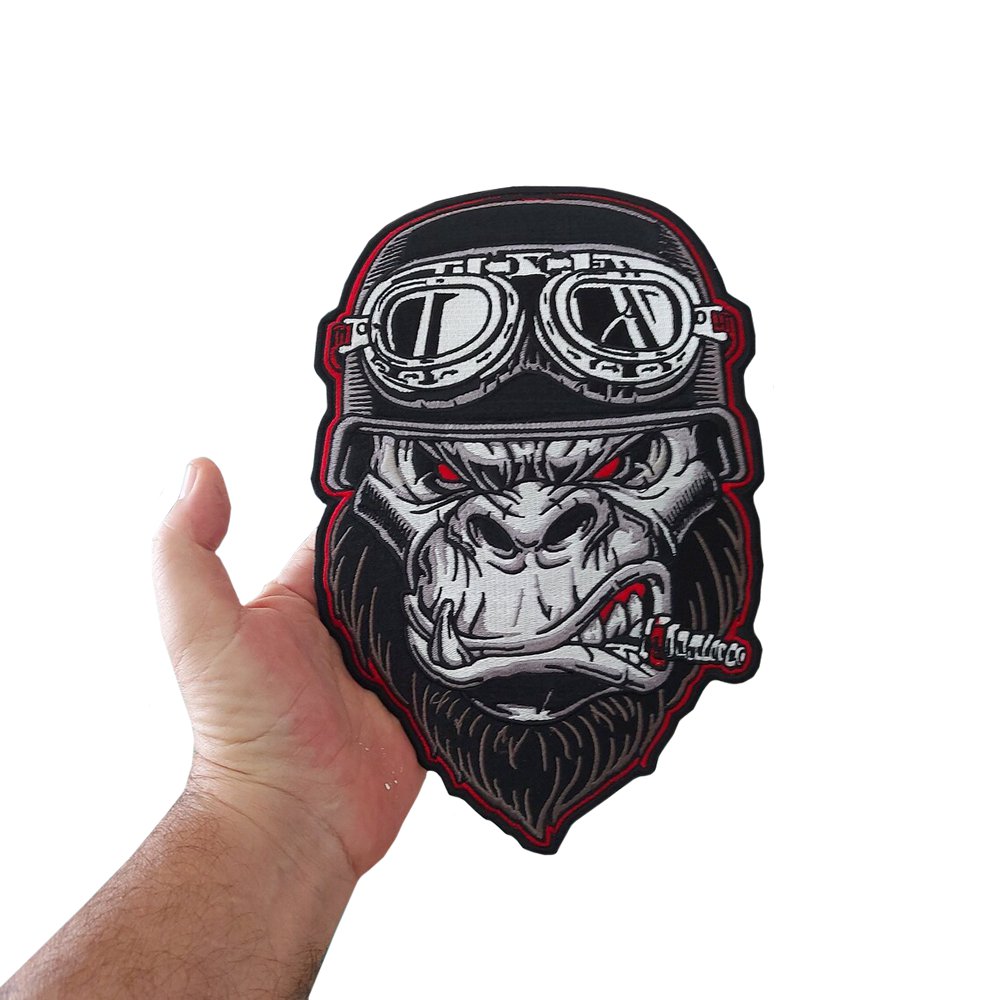 Gorilla Piston Large Back Patch for Custom Biker Vest