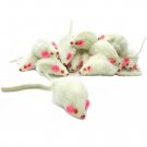 Real Rabbit Fur Rattle Mouse 2inch Cat and Kitten Toy White 5 Pack