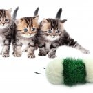 Caterpillar Cat Teaser Toy White and Green Pom and Tinsel Toy