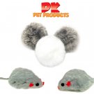 Real Fur Gray Rattle Mice Real Fur Pom Ball Cat Teaser Toy Package