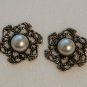Simulated Pearl Cabochon Earrings