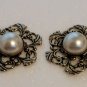 Simulated Pearl Cabochon Earrings