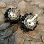 Vintage Black Faceted Bead Button Clip On Earrings