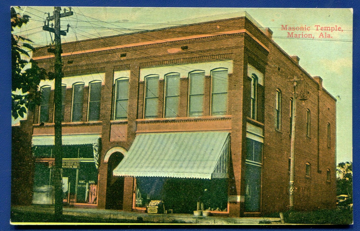 Marion Alabama al Masonic Temple old unposted postcard