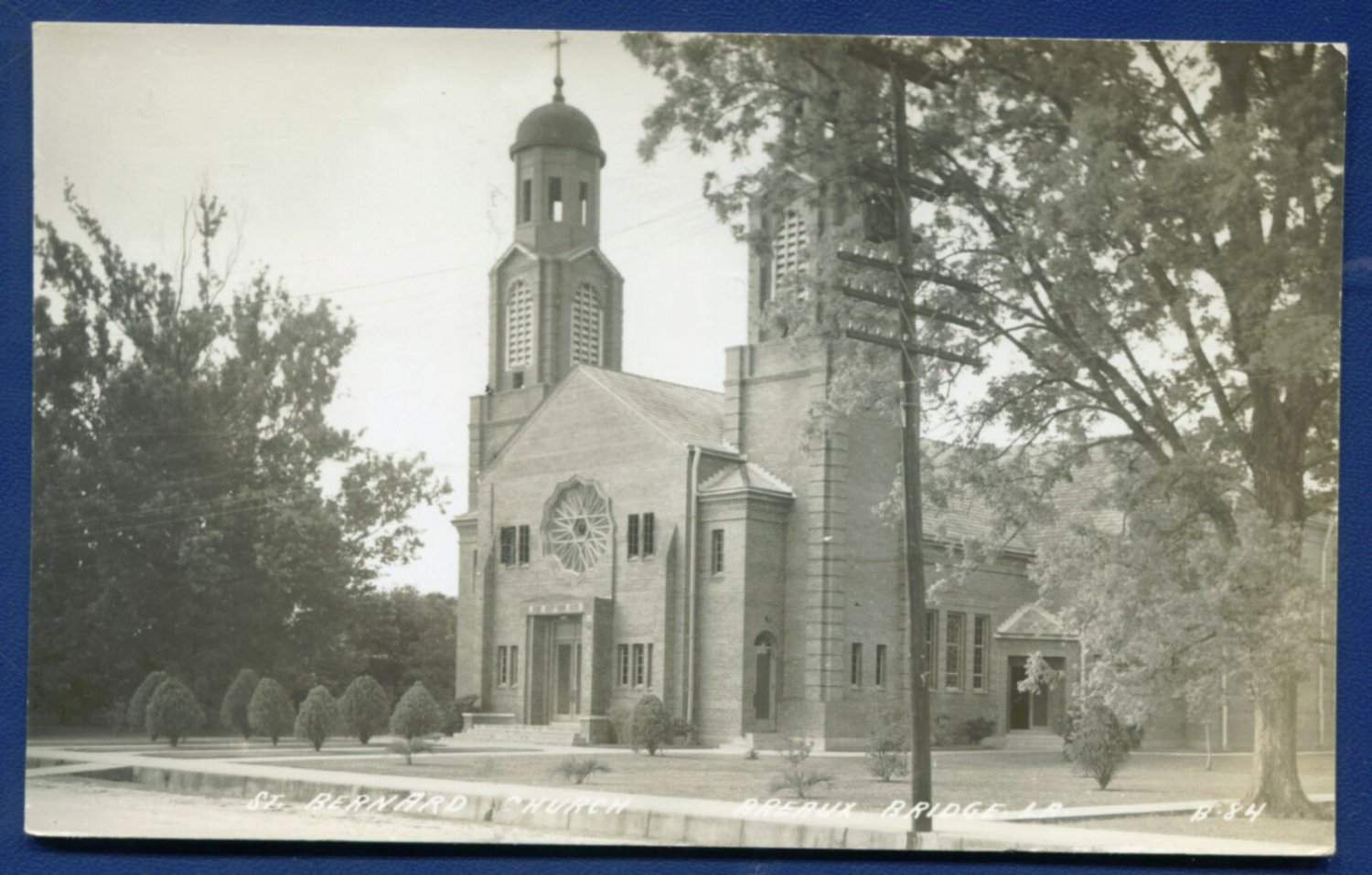 St Bernard's Church Breaux Bridge Louisiana Real Photo Postcard RPPC