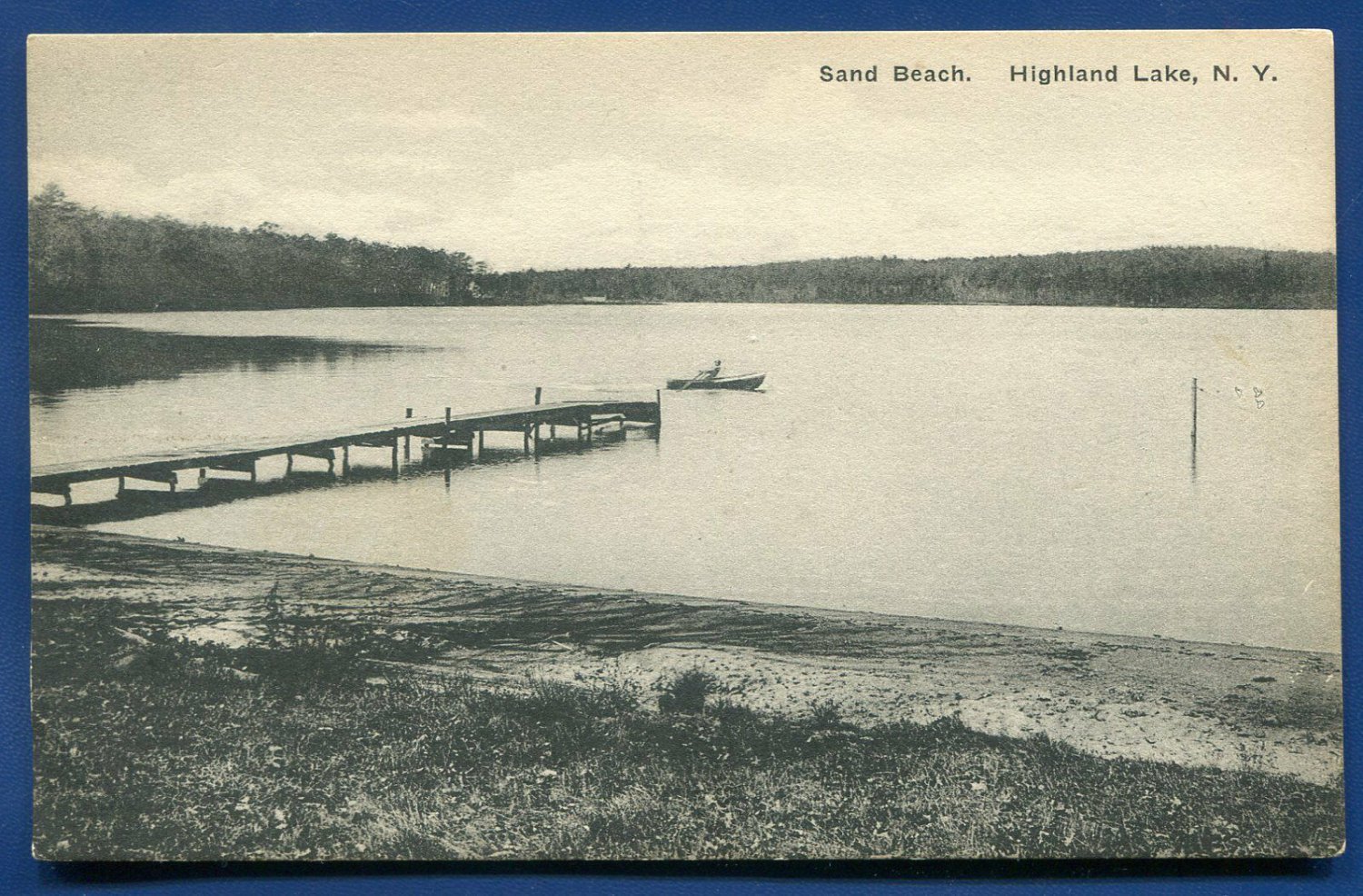 Sand Beach Scene Highland Lake New York ny vintage postcard