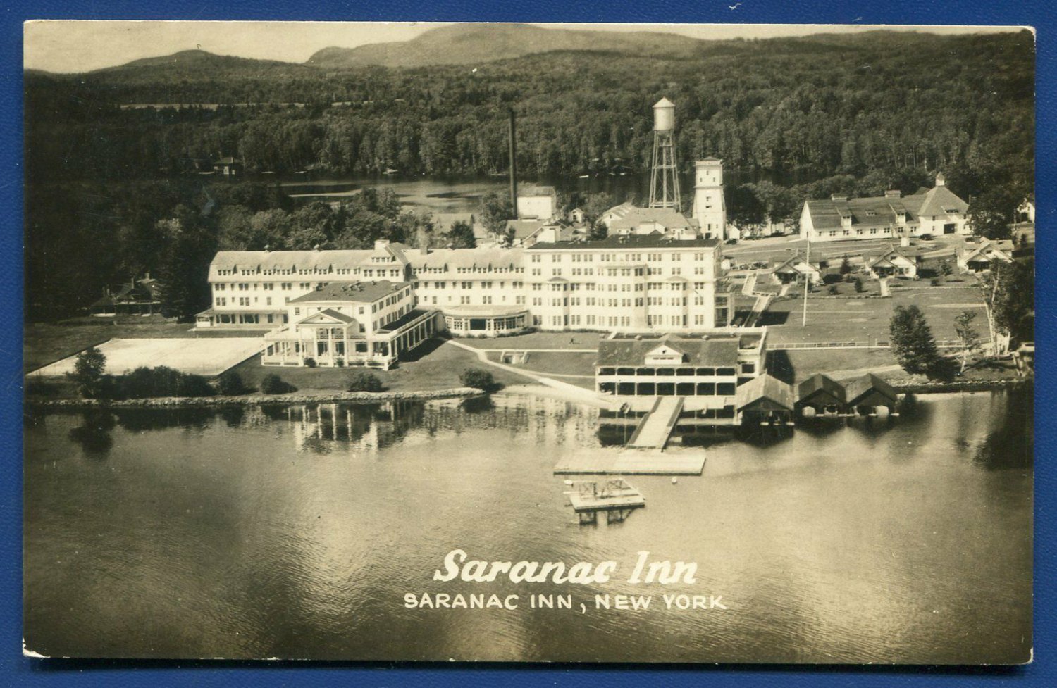 Saranac Inn New York Aerial View Real Photo Postcard