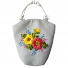 women Handbag. made of denim fabric, shaped with ribbons.