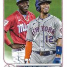 Jazz Chisholm Jr., Francisco Lindor 2022 Topps #98 Baseball Card Jazz Chisholm Jr., Francisco Lindor 2022 Topps #98 Baseball Card