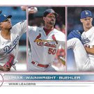Julio Urias, Adam Wainwright, Walker Buehler 2022 Topps #105 Baseball Card