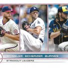 Zack Wheeler, Max Scherzer, Corbin Burnes 2022 Topps #127 Baseball Card