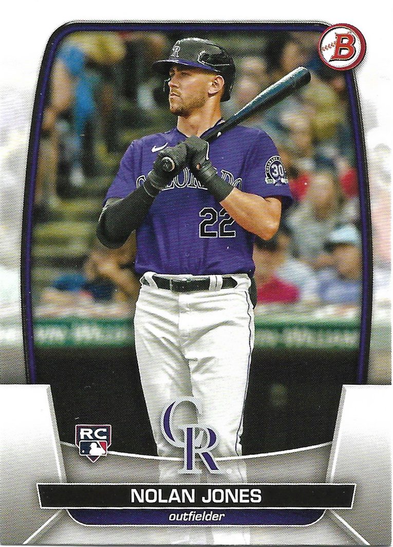 Nolan Jones 2023 Bowman Rookie 74 Colorado Rockies Baseball Card