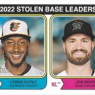 Jorge Mateo, Jon Berti 2023 Topps Heritage #204 Baltimore Orioles, Miami Marlins Baseball Card