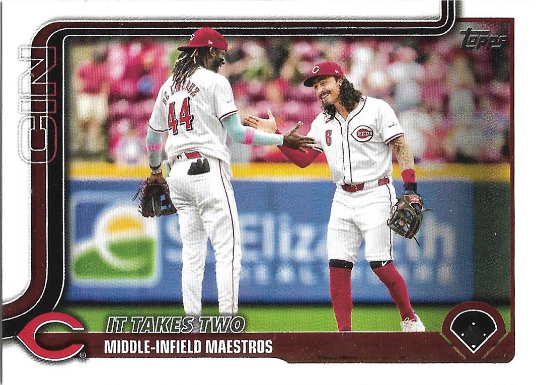 It Takes Two (Elly De La Cruz Jonathan India) 2025 Topps #295 Cincinnati Reds Baseball Team Card