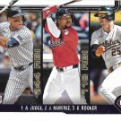 Aaron Judge, Jose Ramirez, Brent Rooker 2025 Topps #29 Yankees, Guardians, Athletics Baseball Card
