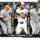 Aaron Judge, Anthony Santander, Juan Soto 2025 Topps #79 Yankees, Orioles Baseball Card