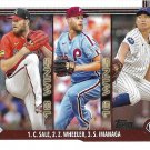 Chris Sale, Zack Wheeler, Shota Imanaga 2025 Topps #234 Braves, Phillies, Cubs Baseball Card