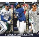 Bobby Witt Jr, Vladimir Guerrero Jr, Aaron Judge 2025 Topps #345 Royals, Yankees Baseball Card