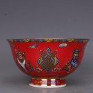 Traditional Chinese porcelain bowl from Jingdezhen. Style: multicolor, antique. RED