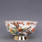 Traditional Chinese porcelain bowl Jingdezhen pheasant birds peony flowers gilt enamel Yongzheng