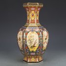 Traditional Chinese Jingdezhen Porcelain Vase Hexagonal Yongzheng Qing Dynasty