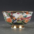 Traditional Chinese porcelain bowl from Jingdezhen birds forests gilded enamel Qianlong Qing dynasty