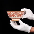 Traditional Chinese porcelain bowl Jingdezhen Chinese dragon antique red and white Qianlong period